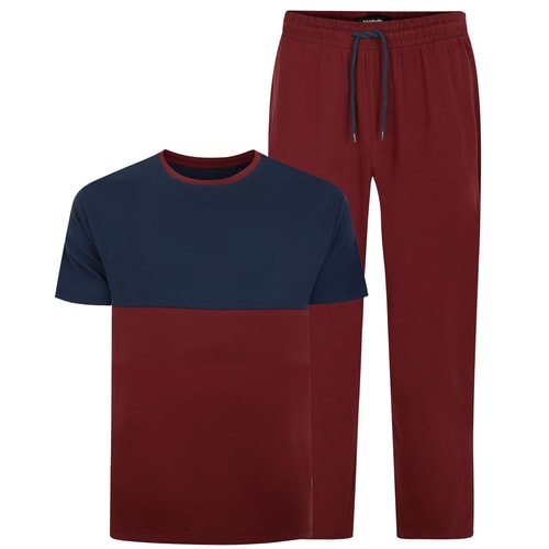 Bigdude Cut & Sew Pyjama Set Burgundy/Navy