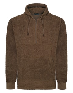 Bigdude Borg Fleece Quarter Zip Lounge Hoodie Brown