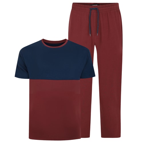 Bigdude Cut & Sew Pyjama Set Burgundy/Navy