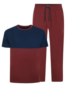 Bigdude Cut & Sew Pyjama Set Burgundy/Navy
