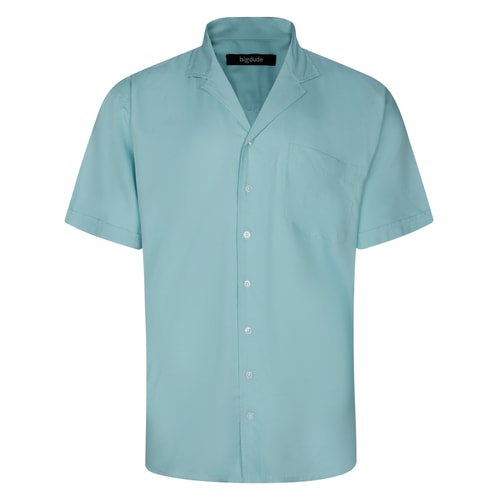 Bigdude Relaxed Collar Rayon Shirt Turquoise