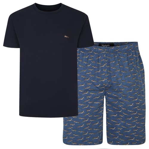 Bigdude PJ Set With Printed Shorts Navy