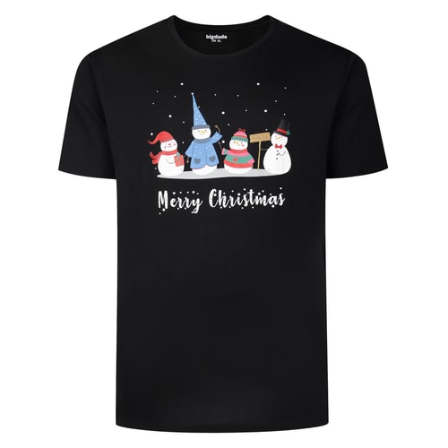Bigdude Merry Christmas Print T-Shirt Black