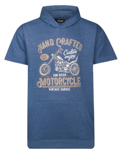 Bigdude Short Sleeve Print Hoody Dark Denim Marl