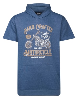 Bigdude Short Sleeve Print Hoody Dark Denim Marl