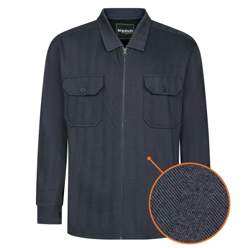 Bigdude Herringbone Full Zip Shacket Navy