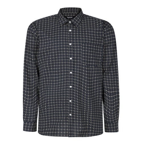 Bigdude Diamond Floral Long Sleeve Shirt Black