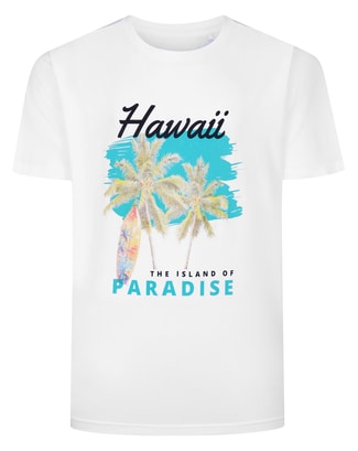 Bigdude Hawaii Paradise Print T-Shirt White