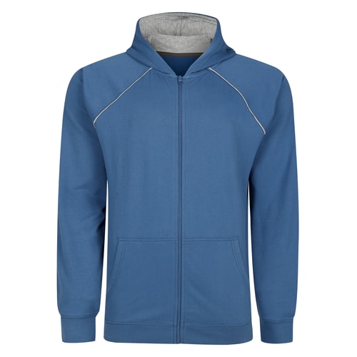 Bigdude Contrast Edge Raglan Zip Up Hoody Blue
