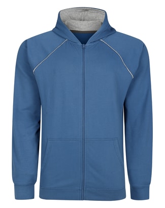 Bigdude Contrast Edge Raglan Zip Up Hoody Blue