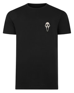 Bigdude Halloween Scary Mask Print T-Shirt Black