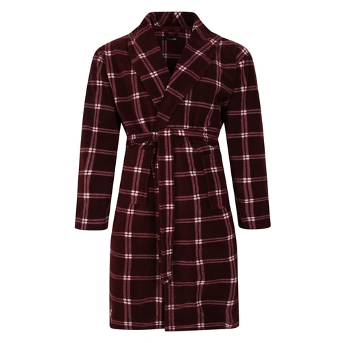 Bigdude Check Fleece Dressing Gown Burgundy