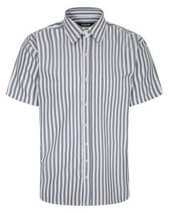 Bigdude Short Sleeve Striped Summer Shirt Charcoal
