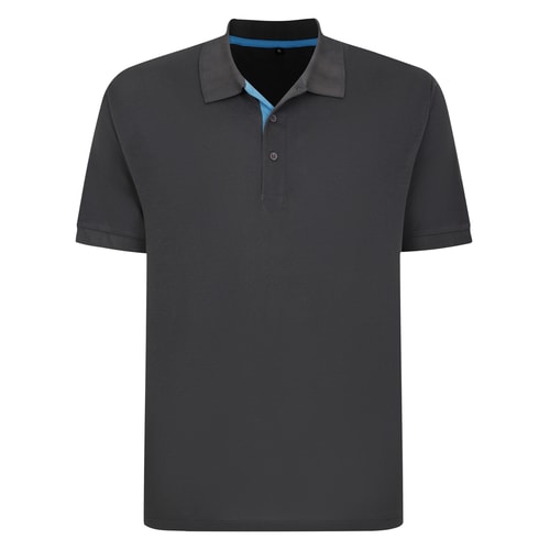 Bigdude Contrast Placket Polo Shirt Charcoal Tall