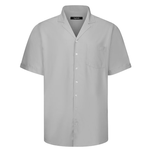 Bigdude Relaxed Collar Rayon Shirt Light Grey