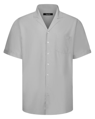 Bigdude Relaxed Collar Rayon Shirt Light Grey
