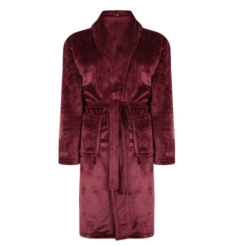 Bigdude Plain Fleece Dressing Gown Burgundy