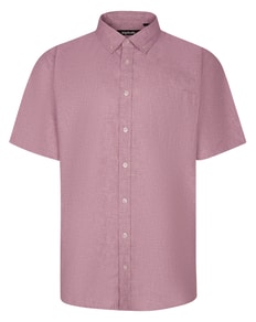 Bigdude Lightweight Linen Touch Button Down Collar Shirt Burgundy