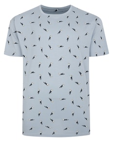 Bigdude AOP Toucan Print T-Shirt Light Blue Tall