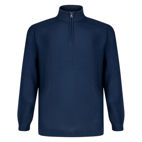 Bigdude Cotton Textured Half Zip Jumper Navy