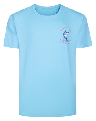Bigdude Marlin Small Chest Print T-Shirt Sky Blue