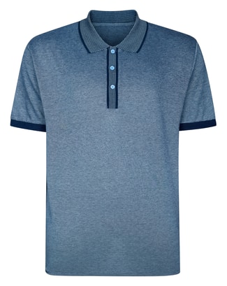Bigdude Contrast Stripe Tipped Polo Shirt Navy/Light Blue