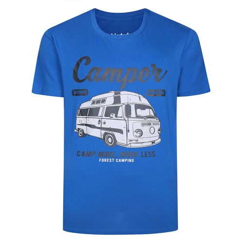 Bigdude Camper Print T-Shirt Deep Blue Tall
