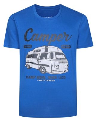 Bigdude Camper Print T-Shirt Deep Blue Tall