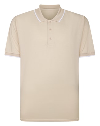 Bigdude Tipped Polo Shirt Beige Marl