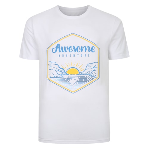 Bigdude Adventure Print T-Shirt White Tall