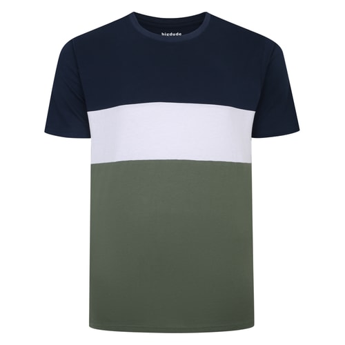 Bigdude Striped Cut & Sew T-Shirt Navy