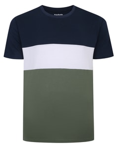 Bigdude Striped Cut & Sew T-Shirt Navy