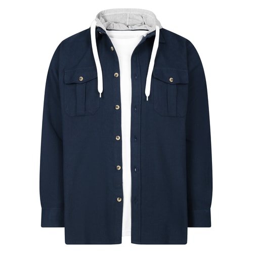 Bigdude Hooded Flannel Shirt Navy