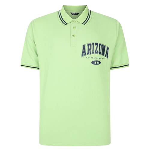 Bigdude Pique Polo With Print Lime Green