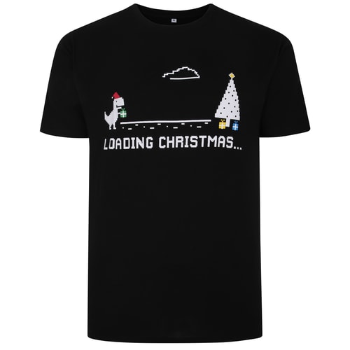Bigdude Loading Christmas Print T-Shirt Black