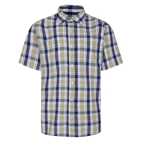 Bigdude Short Sleeve Check Shirt Cream Tall