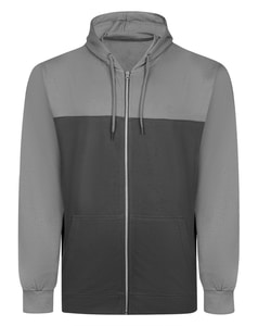 Bigdude Colour Block Zipped Hoody Charcoal/Grey Tall