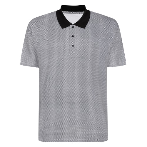 Bigdude Geometric AOP Single Jersey Polo Shirt Black/White
