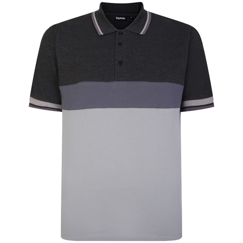 Bigdude Cut & Sew Contrast Colour Polo Shirt Grey