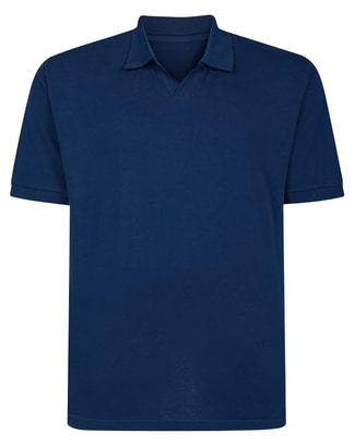 Bigdude Soft Jersey Cuban Collar Polo Shirt Navy Tall