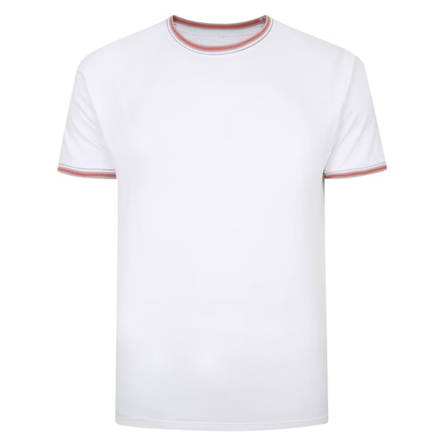 Bigdude Contrast Tipped T-Shirt White Tall
