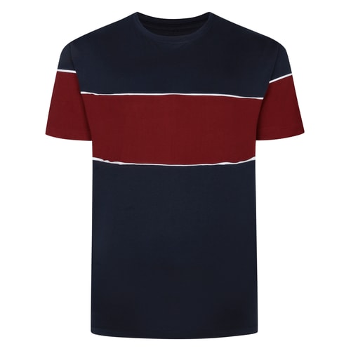 Bigdude Colour Block T-Shirt Navy/Burgundy