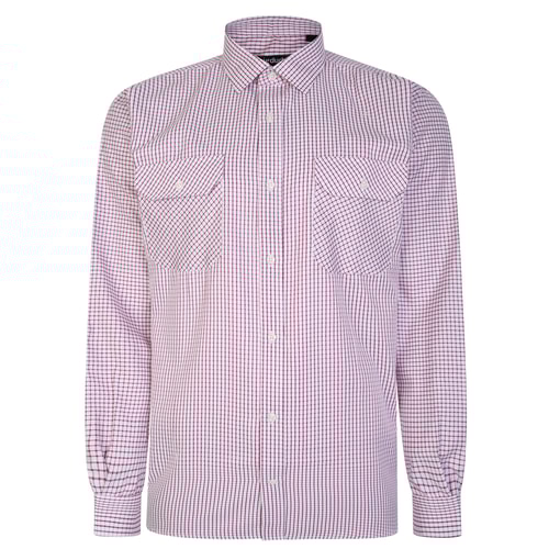 Bigdude Long Sleeve Shirt With Chest Pockets Red/White Tall