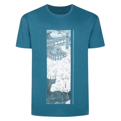 Bigdude Japanese Graphic Print T-Shirt Petrol Tall