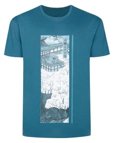 Bigdude Japanese Graphic Print T-Shirt Petrol Tall