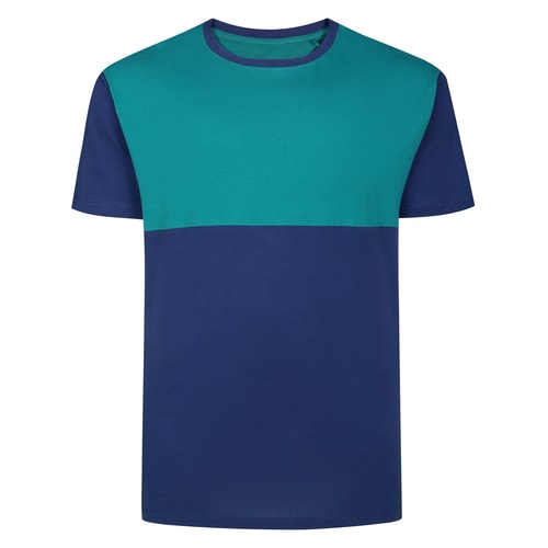 Bigdude Cut & Sew 2 Tone T-Shirt Navy/Teal Tall