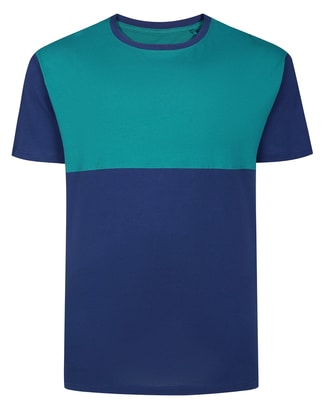 Bigdude Cut & Sew 2 Tone T-Shirt Navy/Teal Tall