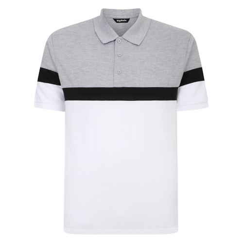 Bigdude Pique Colour Block Polo Shirt Grey/White