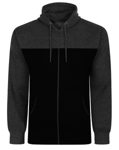 Bigdude Colour Block Zipped Hoody Black/Charcoal