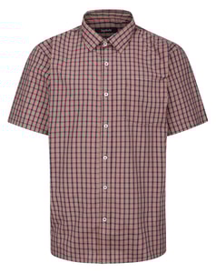 Bigdude Open Collar Checked Short Sleeve Poplin Shirt Mustard